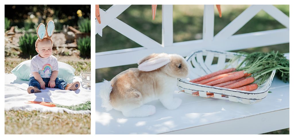 Toddler with bunny ears at Spring Mini Session. Pensacola Family Photographer