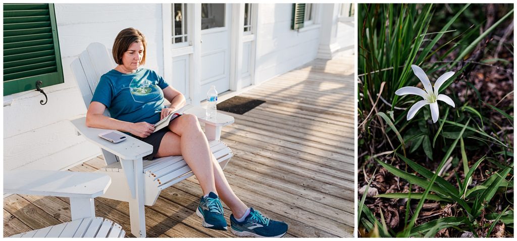 Reading on the porch at Torreya State Park. Pensacola Photographer