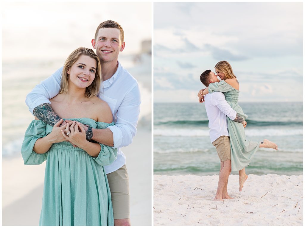 Couples portraits of engaged couple on Pensacola Beach by Jennifer Beal Photography - Pensacola Beach Photographers