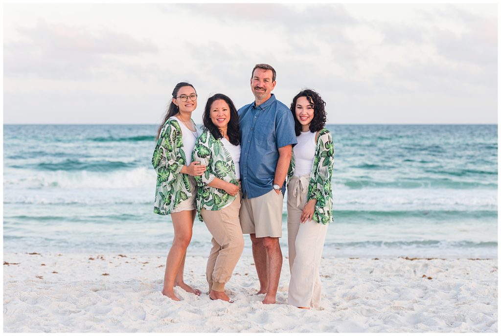 Family of four photo session on Pensacola Beach. Pensacola Family Photographer
