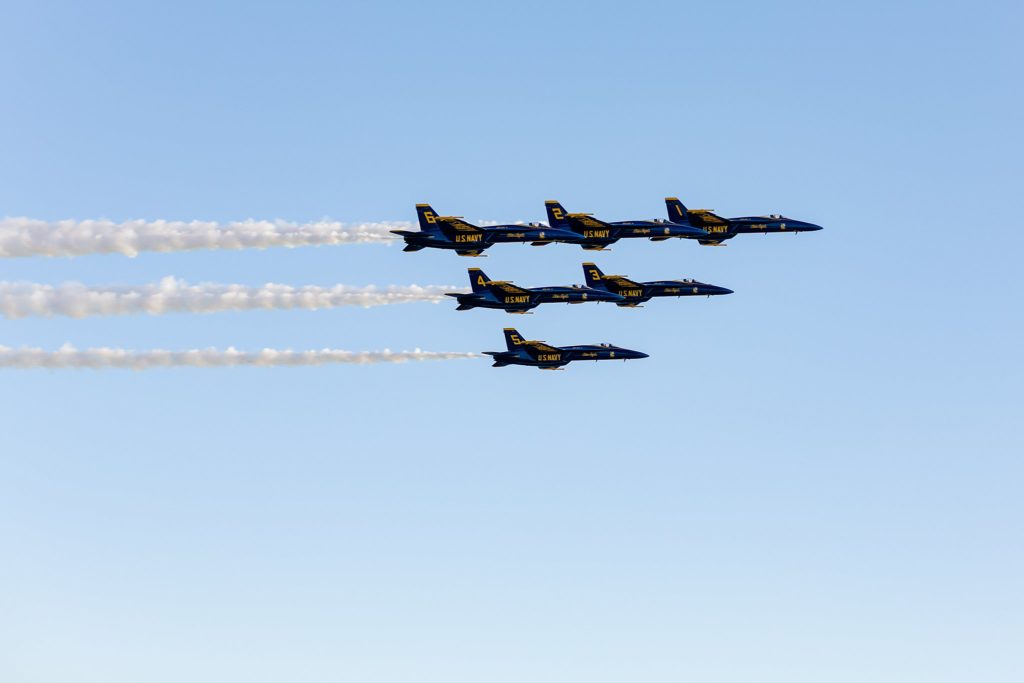Blue Angels flying over Pensacola Beach