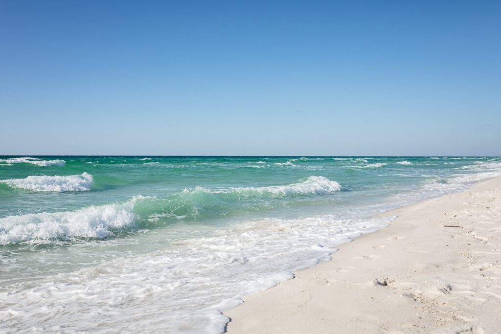 Pensacola Beach white sand and turquoise waves