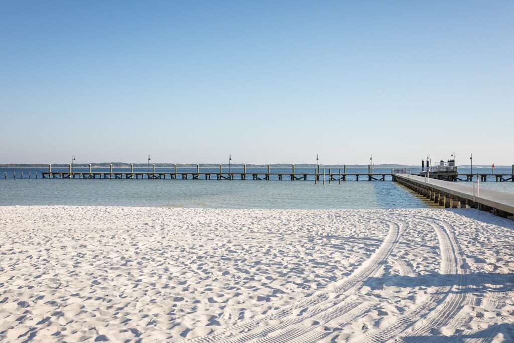 Quietwater Beach Dock area for a Pensacola Beach vacation with toddlers